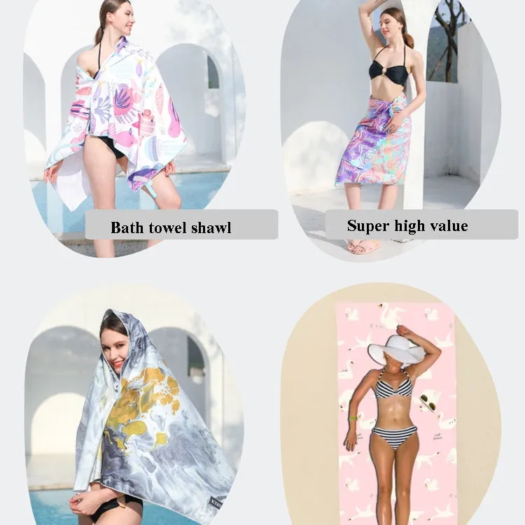Double-Faced Velvet Quick-Drying Beach Towel Printed Microfiber Beach Swimming Towel, Size: 160 x 80cm(Daisy)