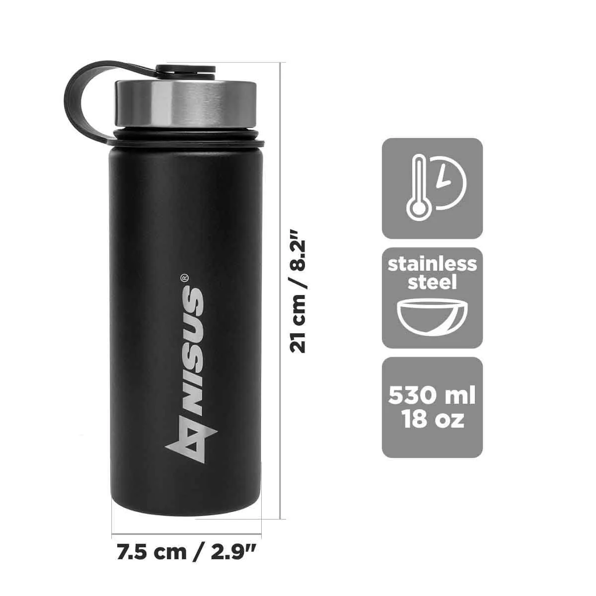 Insulated Sports Water Bottle | 18 oz | Stainless Steel | 3 Lid Types | CLEARANCE